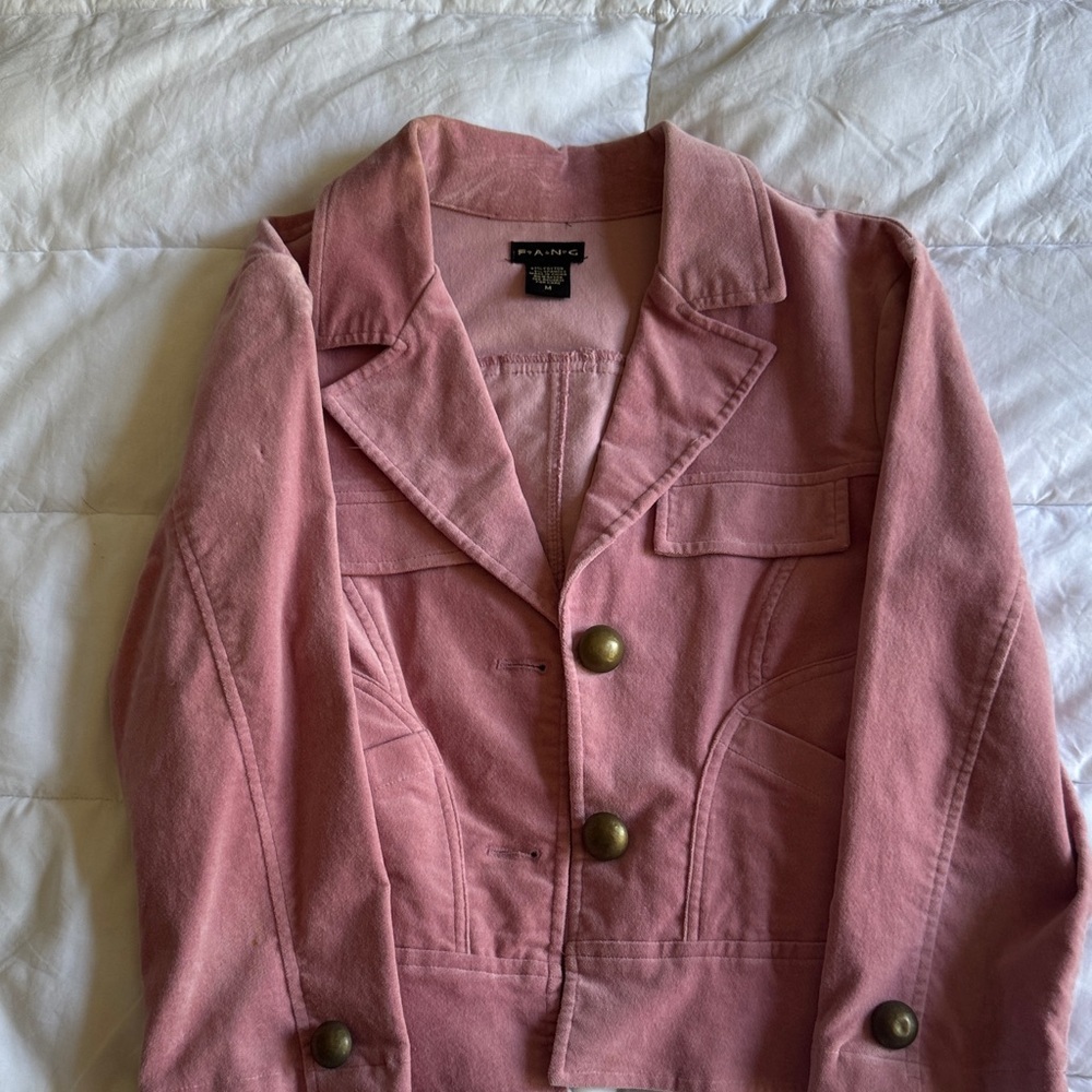 Woman's Fang Pink Blazer with Gold Buttons - Picture 4 of 7